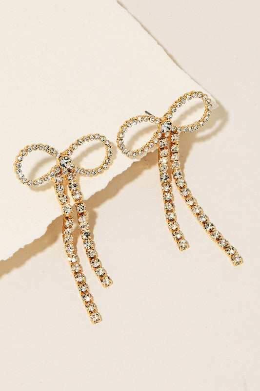 Gold Rhinestone Dangle Stud Earrings