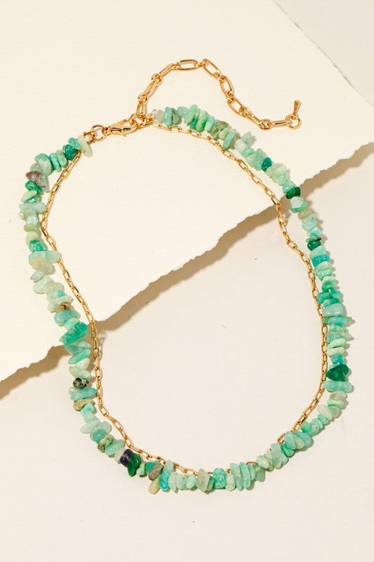 Mint Natural Stone Layered Necklace
