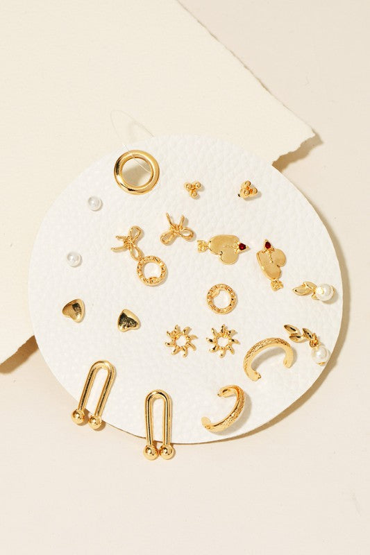 Gold Loved Mixed Stud Earrings