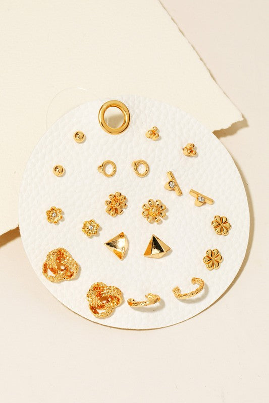 Gold Mixed Stud Earrings