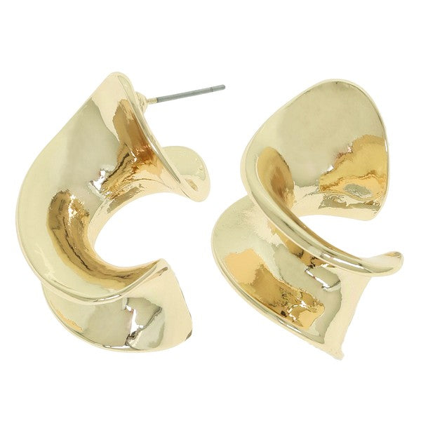 Gold Curved Hoop Earrings