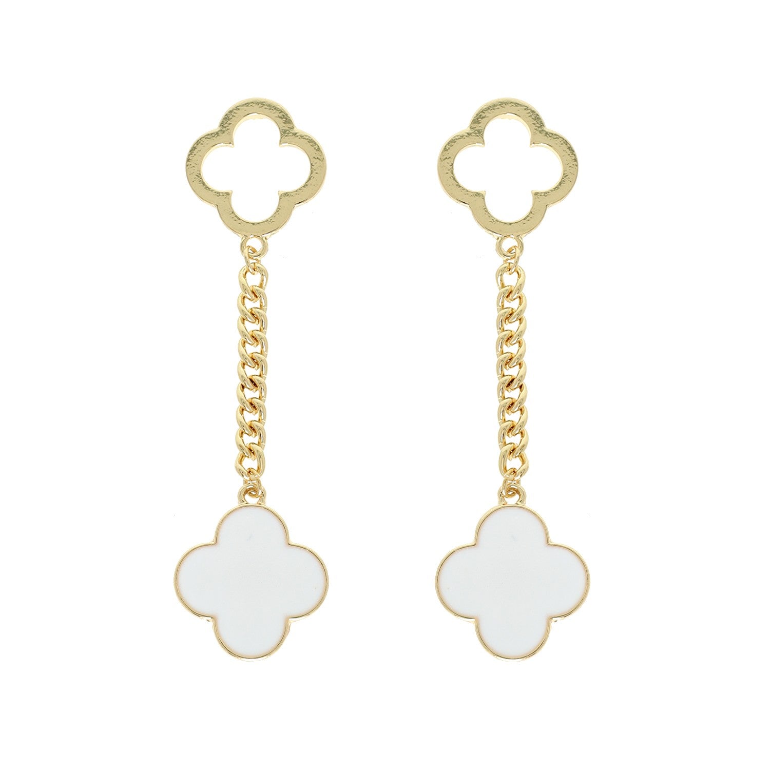 Four Leaf Clover Quatrefoil Charm Earrings