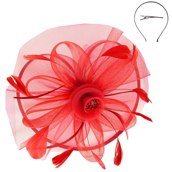Floral Organza Feather Fascinator