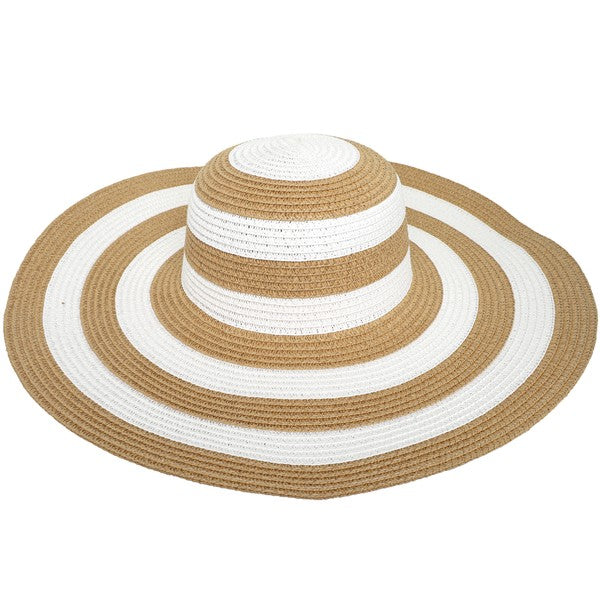 Stripe Floppy Straw Hat