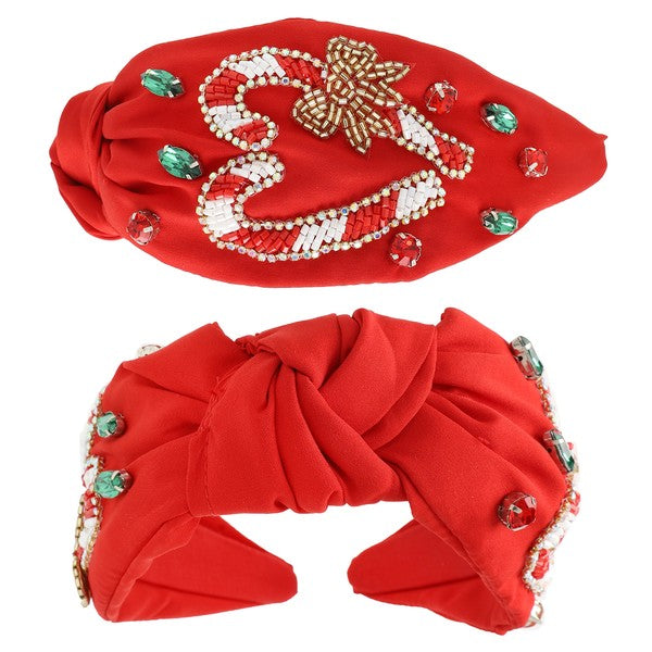 Red Candy Cane Sequin Headband