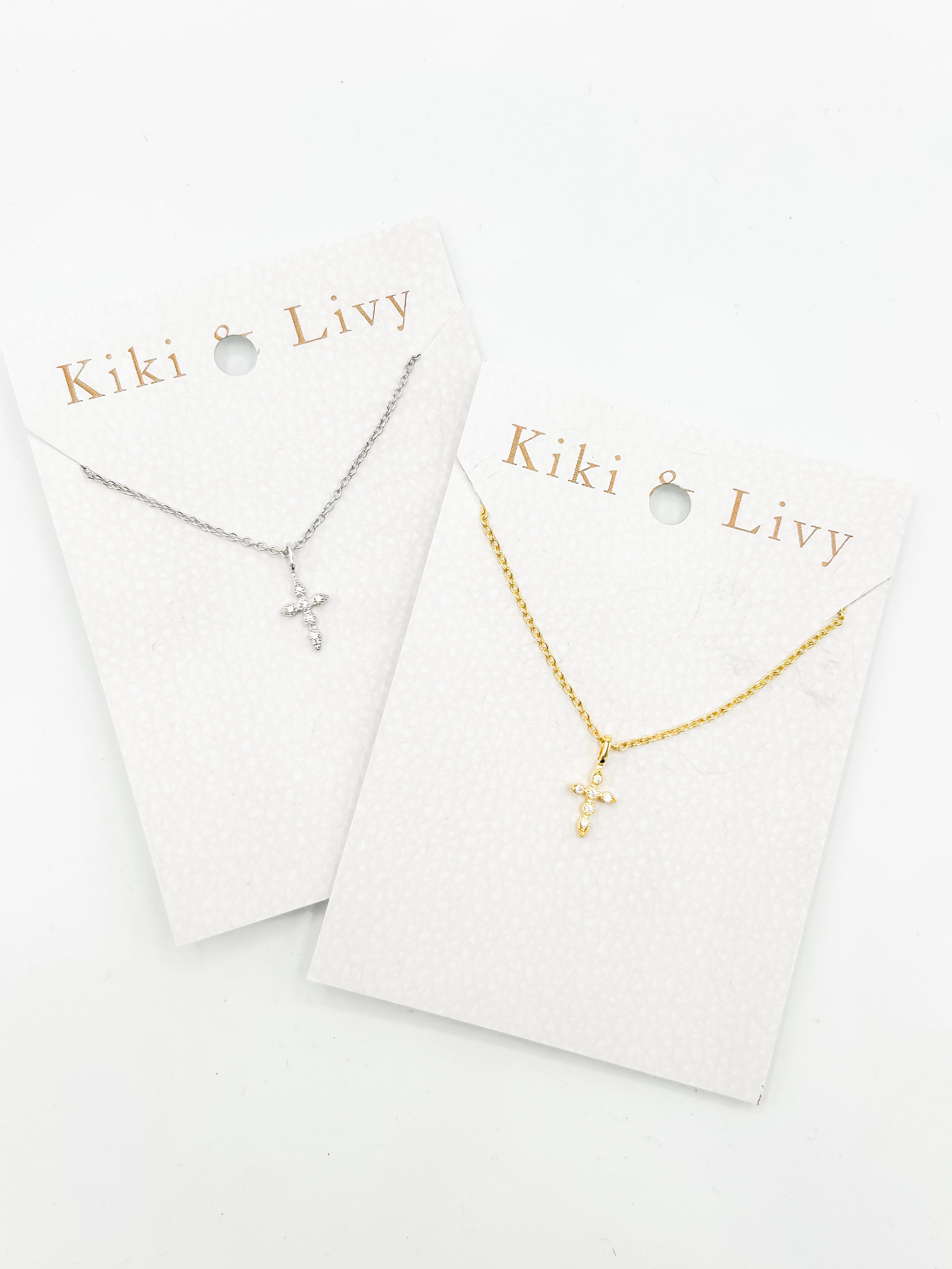 Silver Tiny Bling Cross Necklace