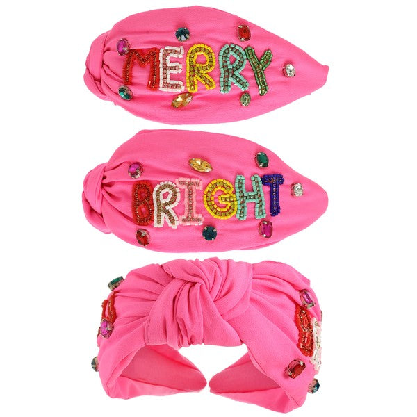 Pink Merry Bright Beaded Headband