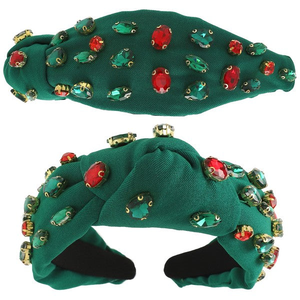 Green Rhinestone Knot Headband