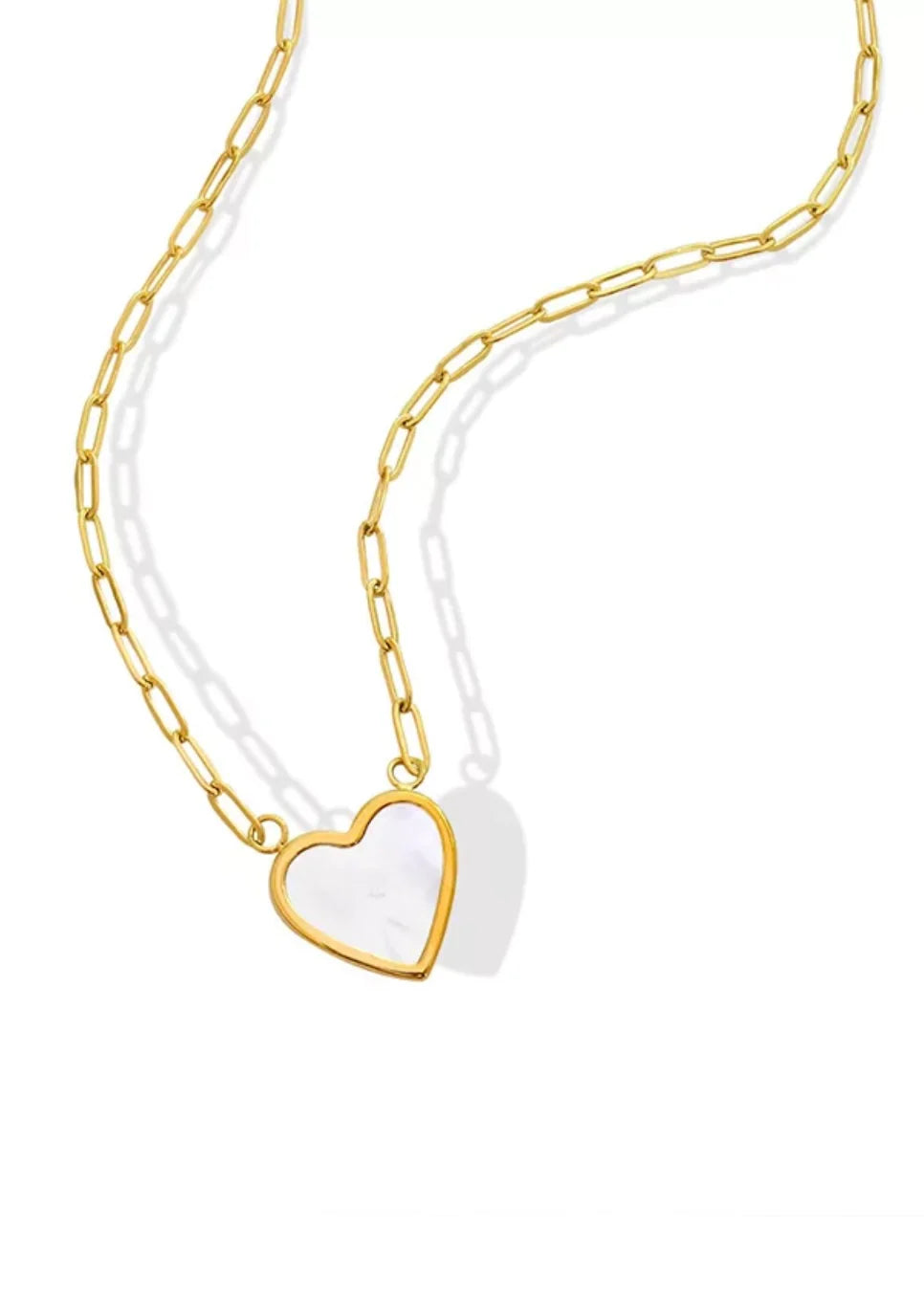 The White Heart Gold Necklace