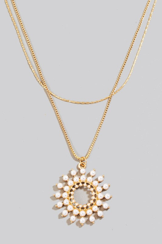 Gold Pearl Cluster Chain Necklace