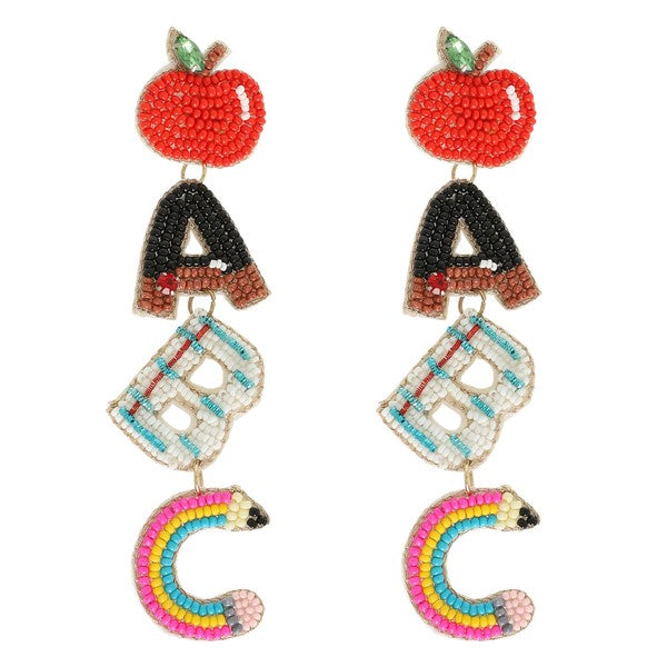 Beaded ABC Teacher Earrings