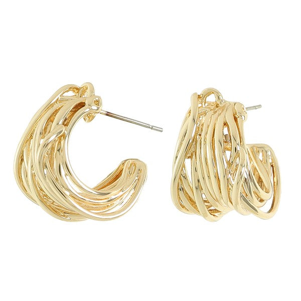 Gold Polished Twist Hoops