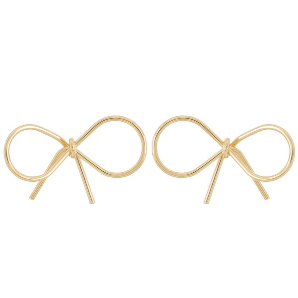 Gold Wire Bow Post Earrings