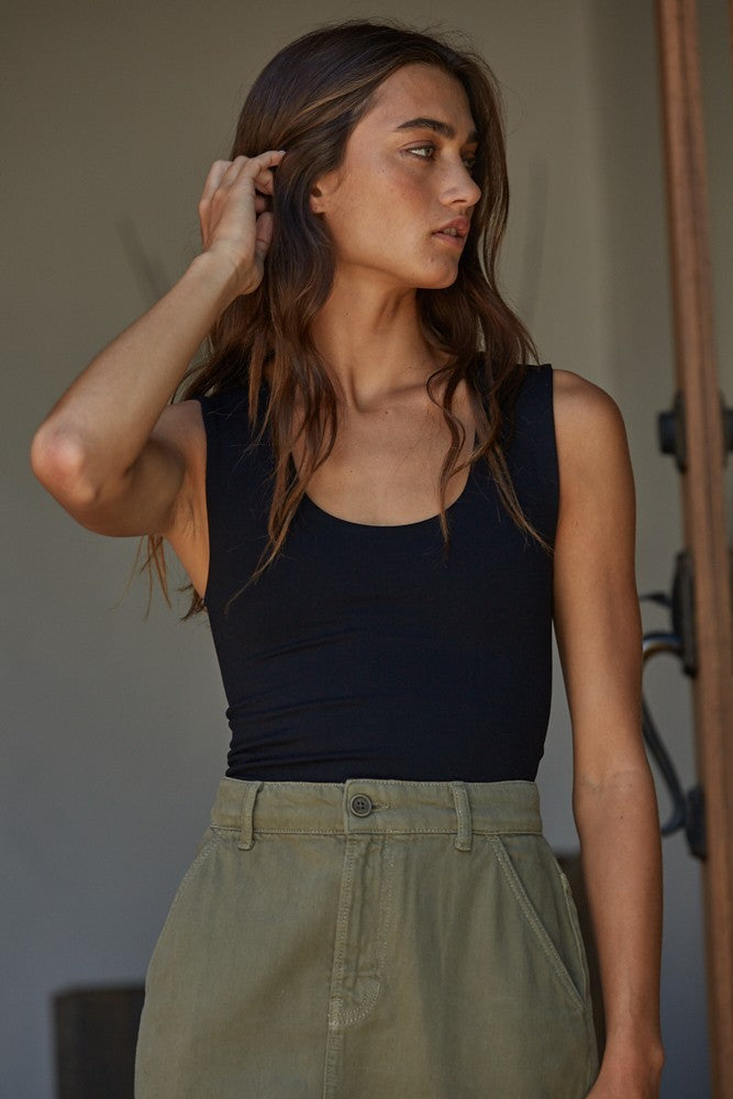 Black Double Layered Full Length Tank