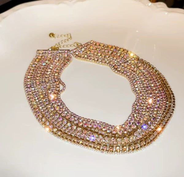 Gold AB Rhinestone Necklace