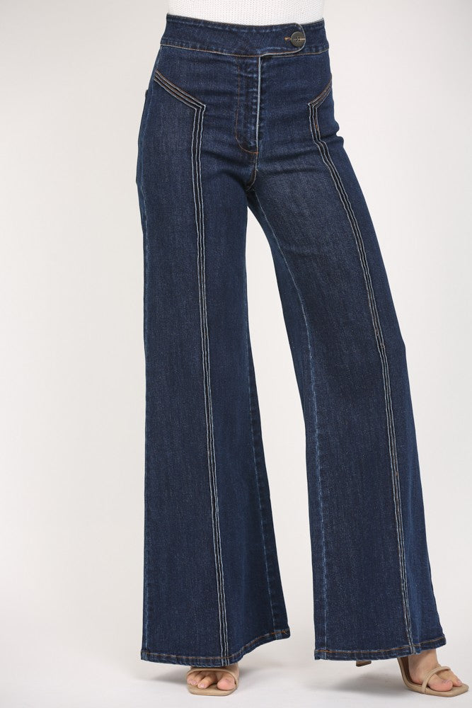 Dark Denim High Waisted Wide Leg Jean