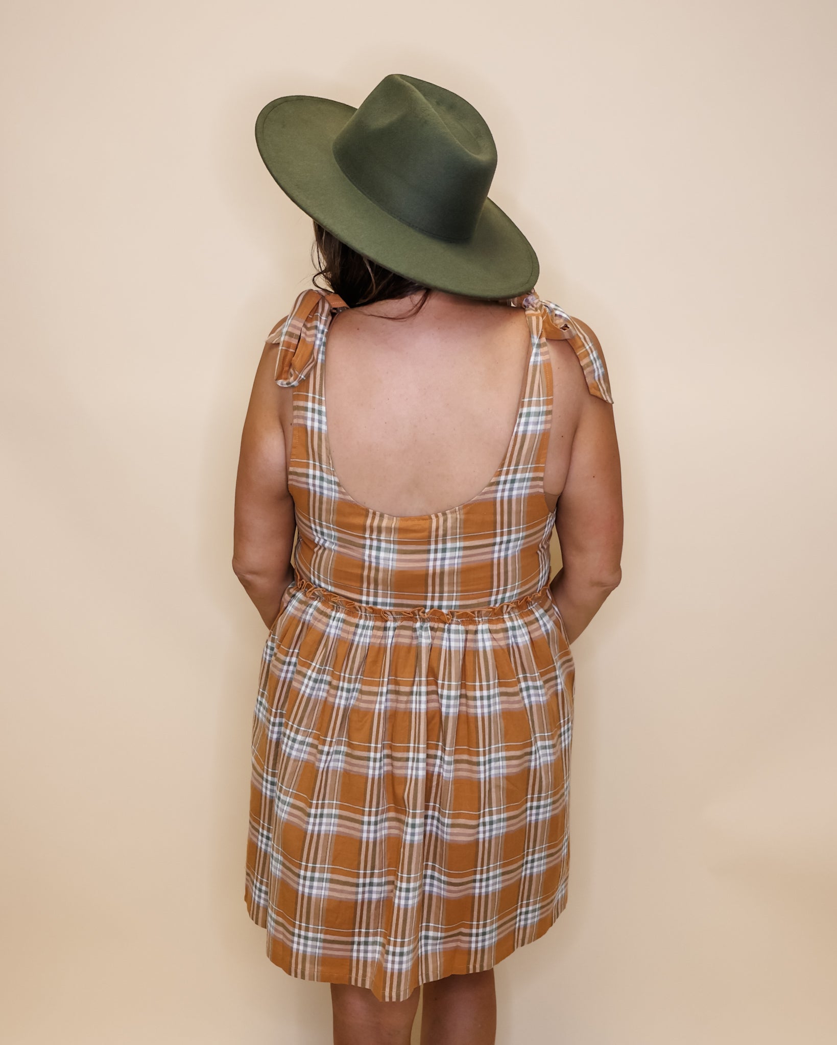 Rust Plaid Pocket Dress