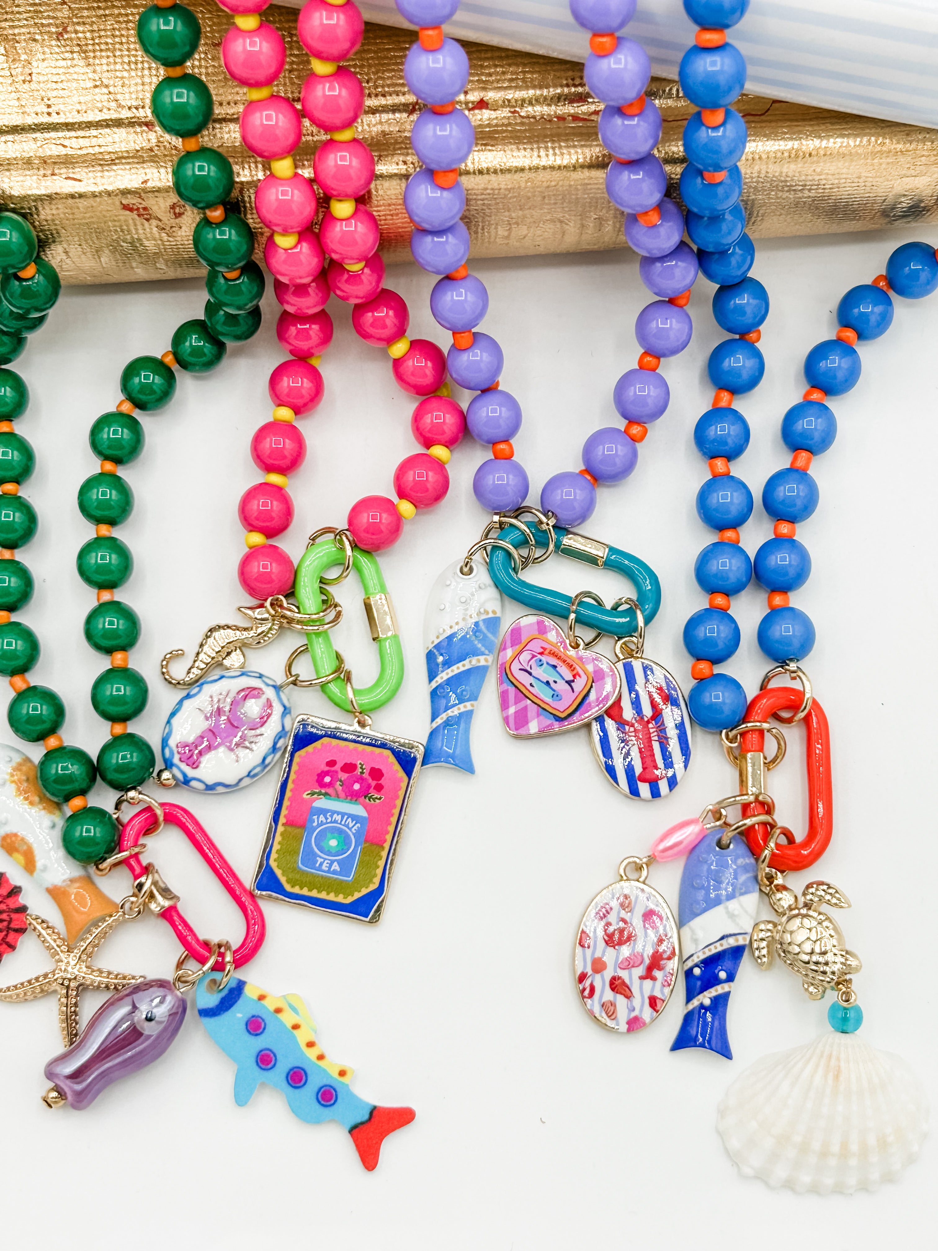 Colorful Beaded Charm Necklace