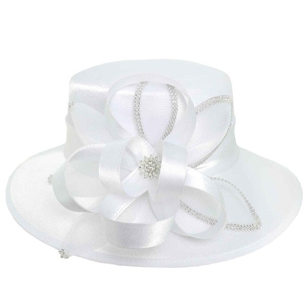 Rhinestone Embellished Satin Braid Hat