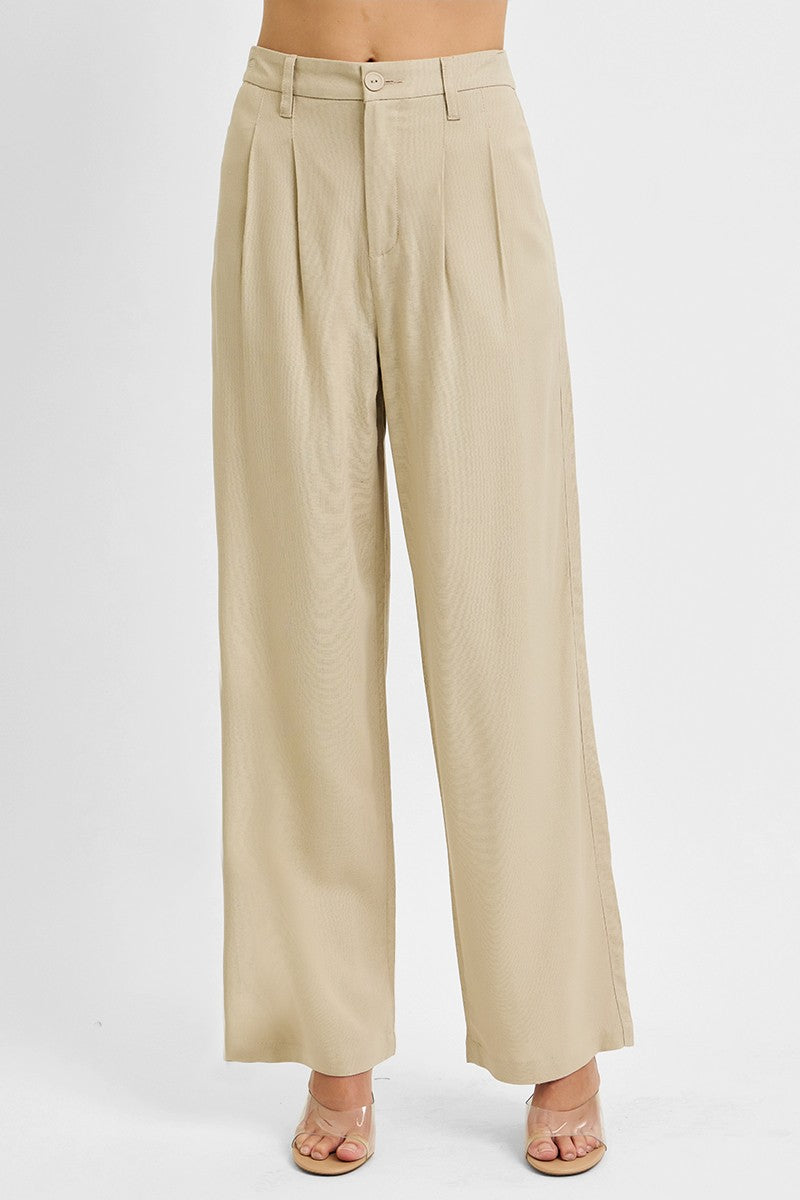 Tan Linen Flowy Pants