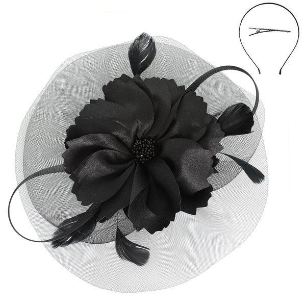 Floral Feathered Organza Fascinator