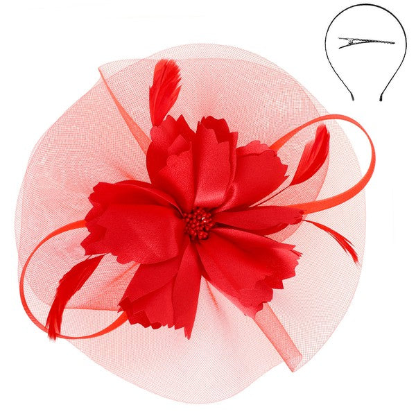 Floral Feathered Organza Fascinator