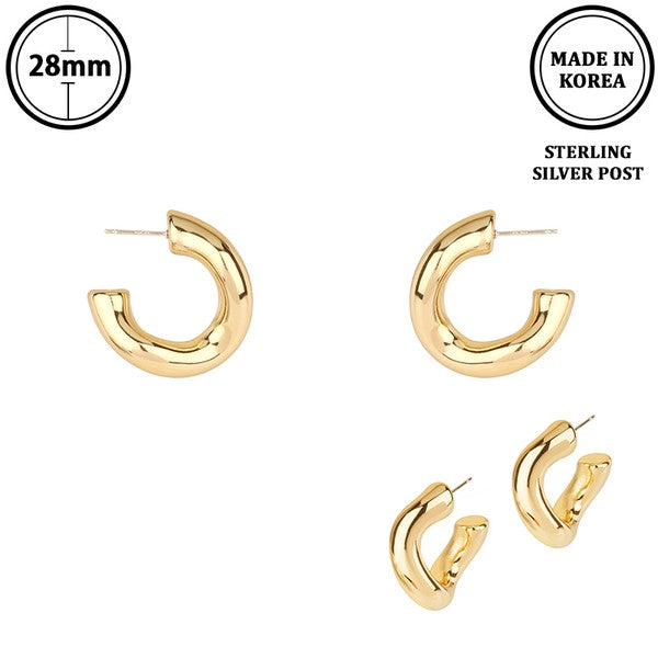 Gold Tubed C-hoop Earrings