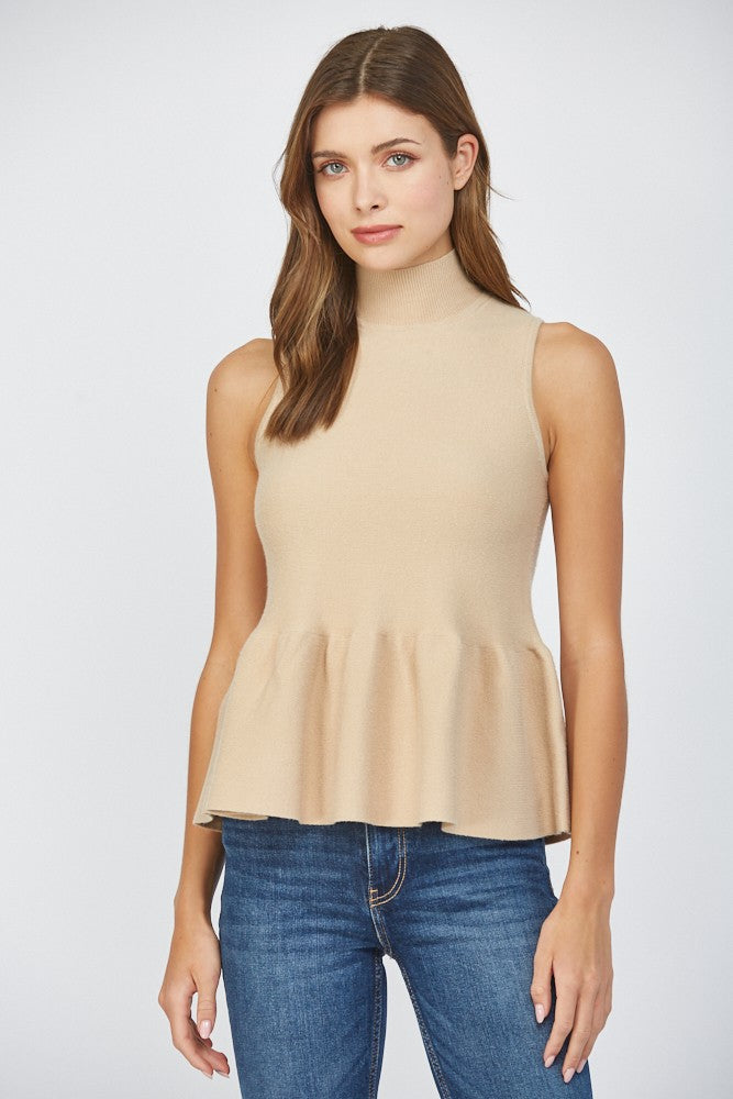 Latte Peplum Sweater Top