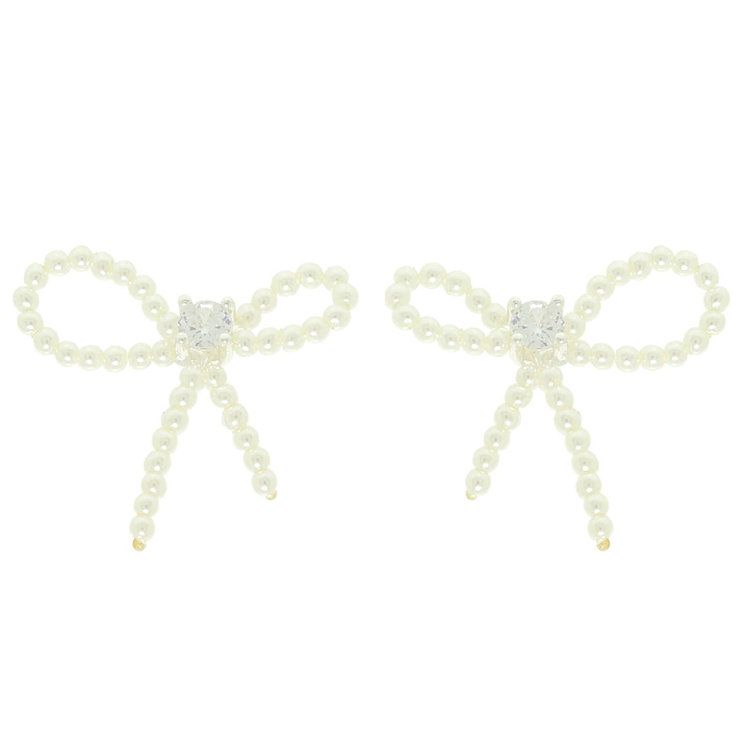 Jeweled Long Tail Bow Ribbon Earrings