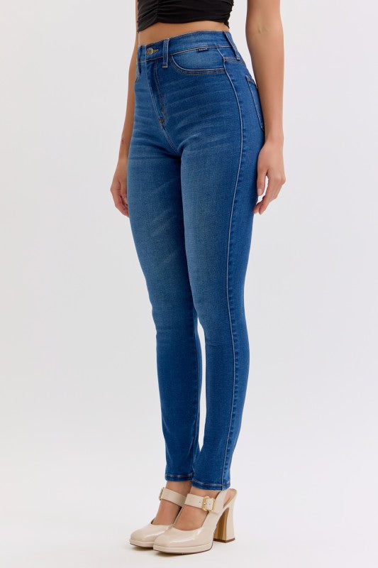 High Rise Medium Wash Skinny Jeans