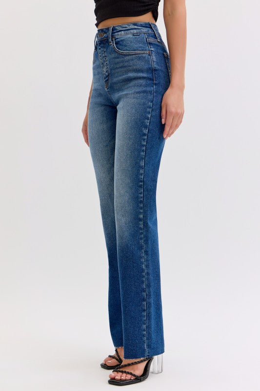 High Rise Straight Slit Jeans