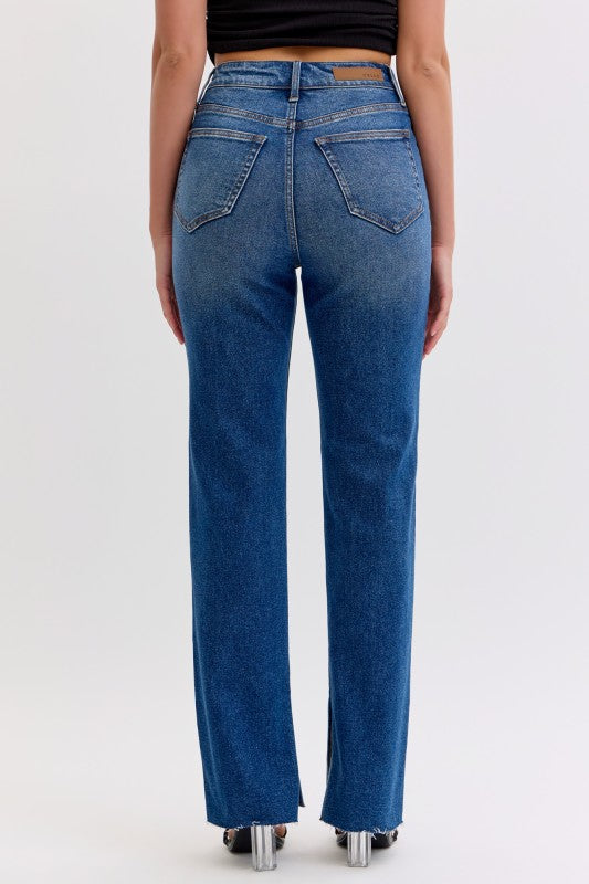 High Rise Straight Slit Jeans
