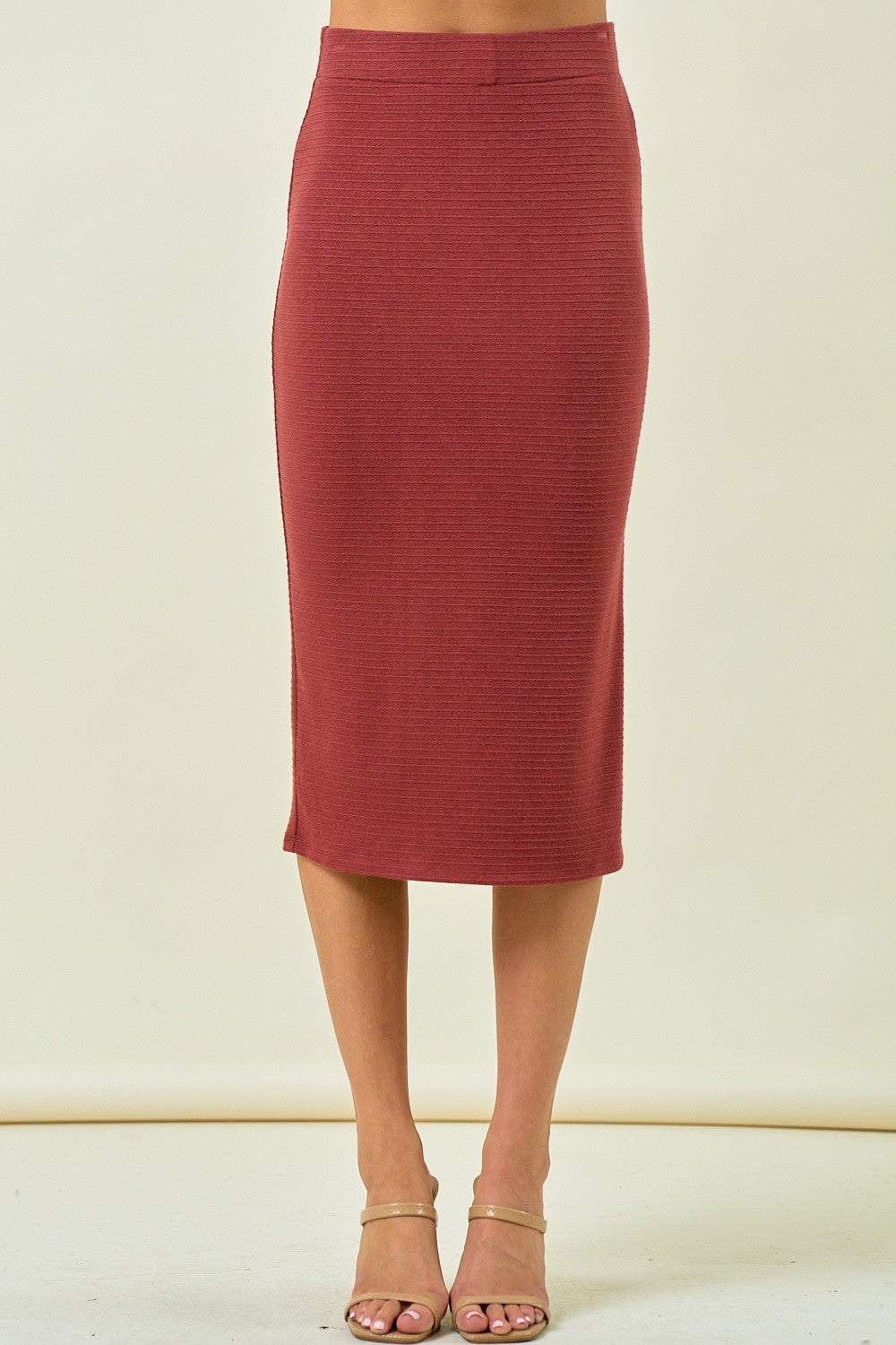 Marsala Textured Midi Skirt