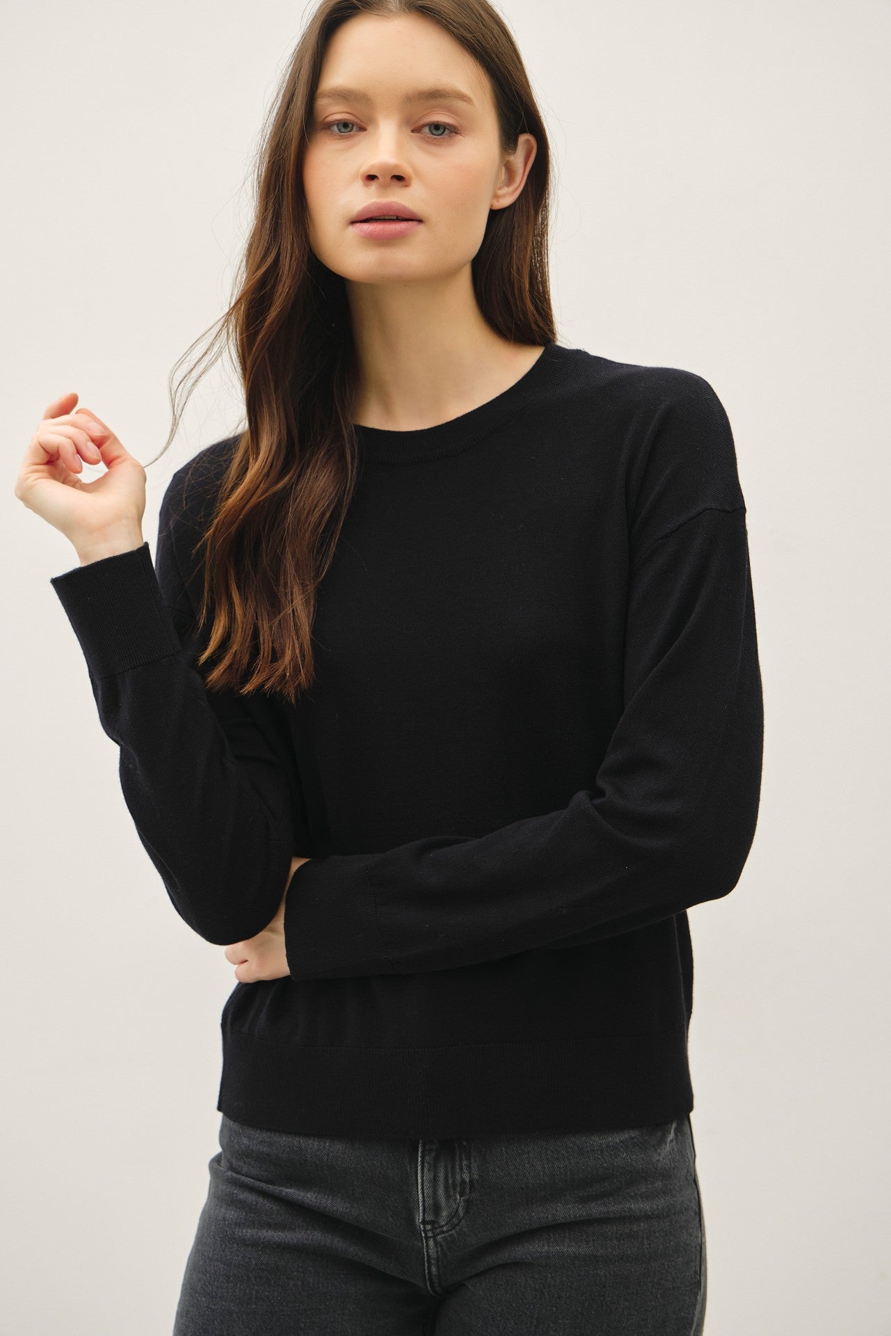 Black Drop Shoulder Sweater