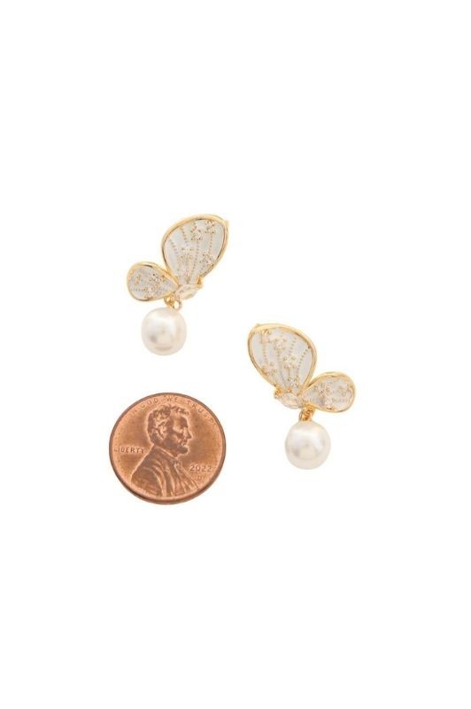 Butterfly Gold Filled Pearl Earrings