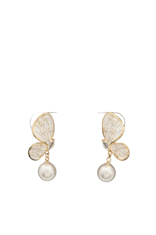 Butterfly Gold Filled Pearl Earrings