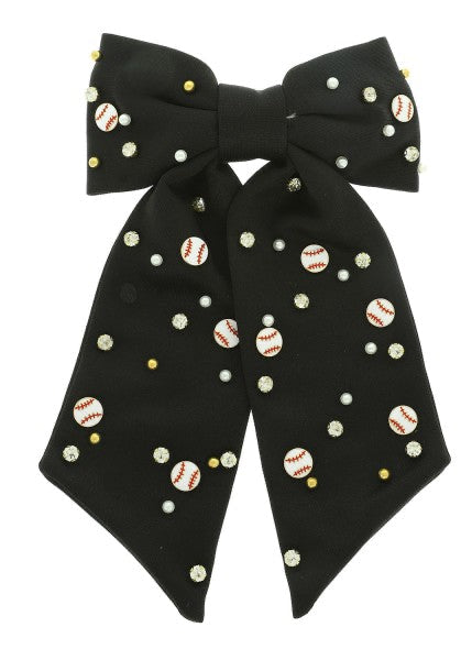 Baseball Rhinestone Hair Bow