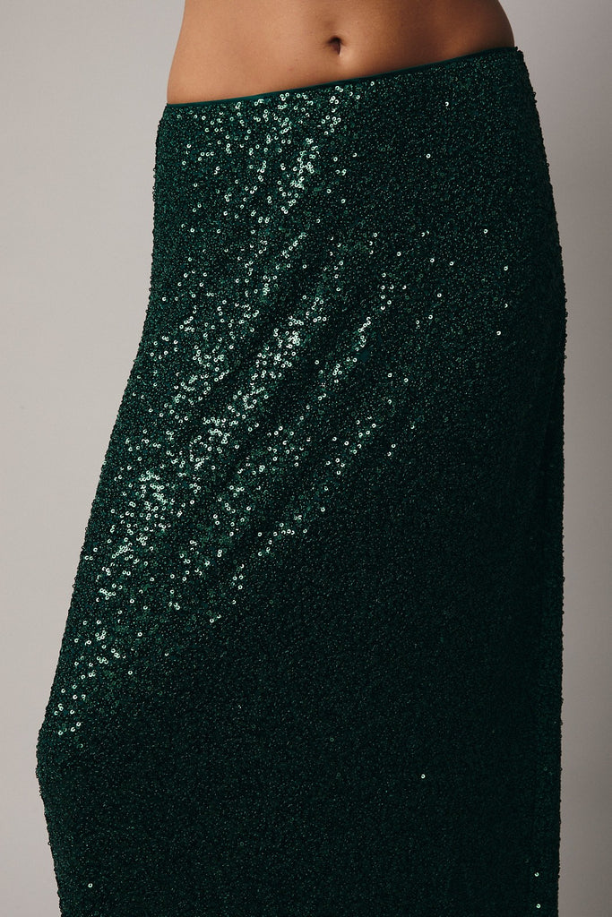 Green Sequin Midi Skirt