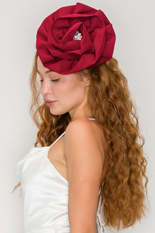 Satin Floral Rhinestone Fascinator