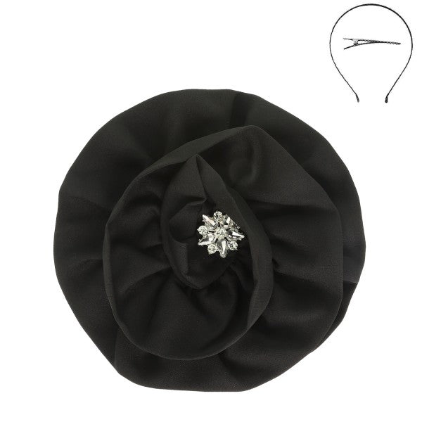 Satin Floral Rhinestone Fascinator