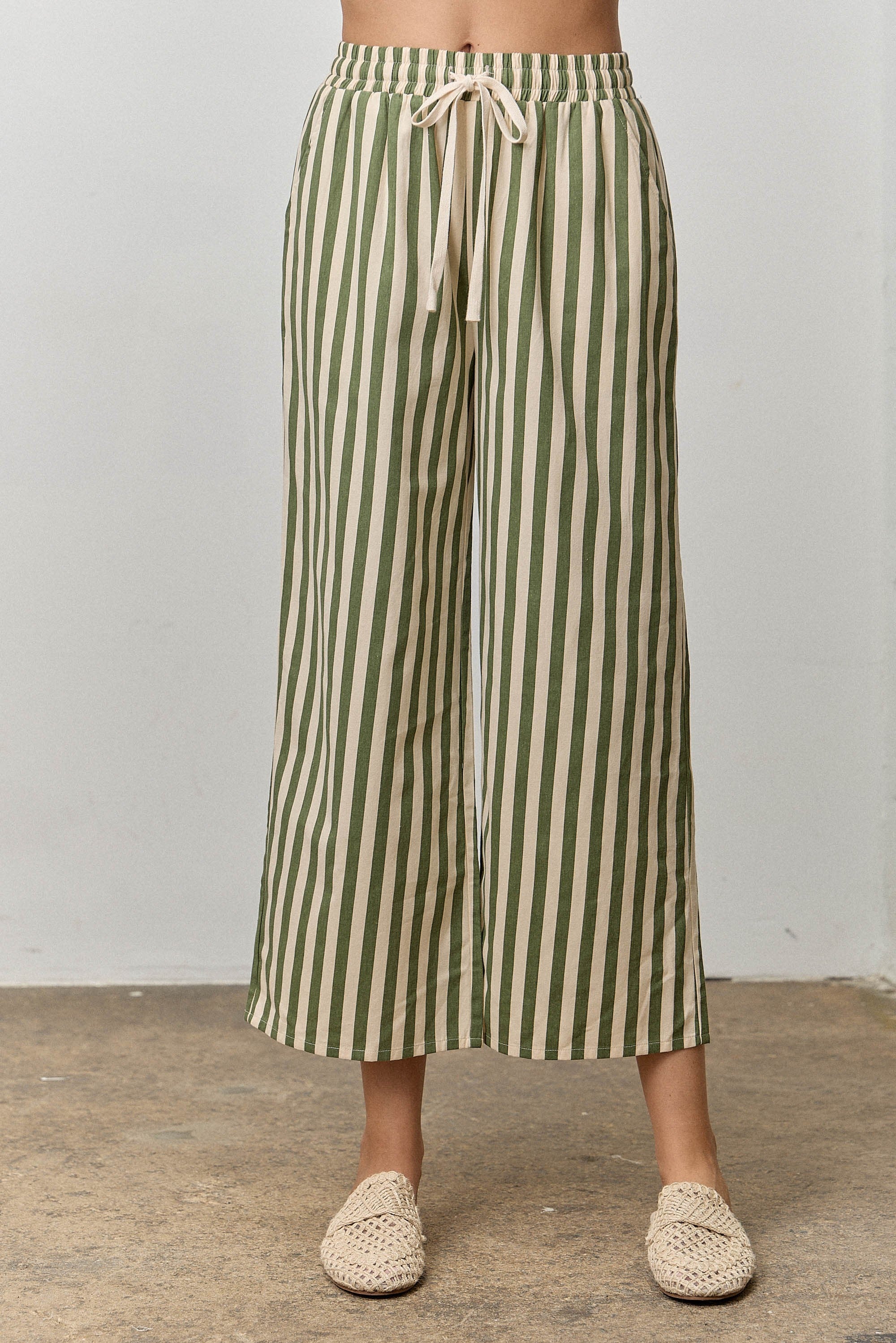 Sage Stripe Drawstring Pants