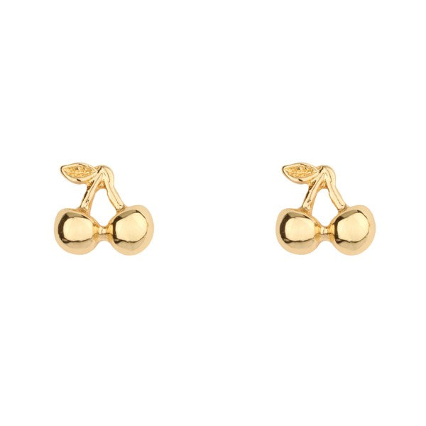 Gold Cherry Mini Stud Earrings