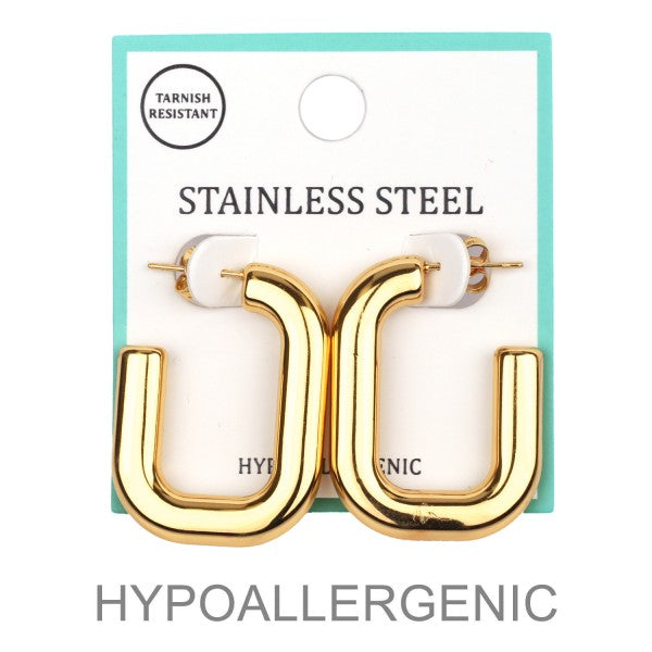 Gold Square Hoop Earrings