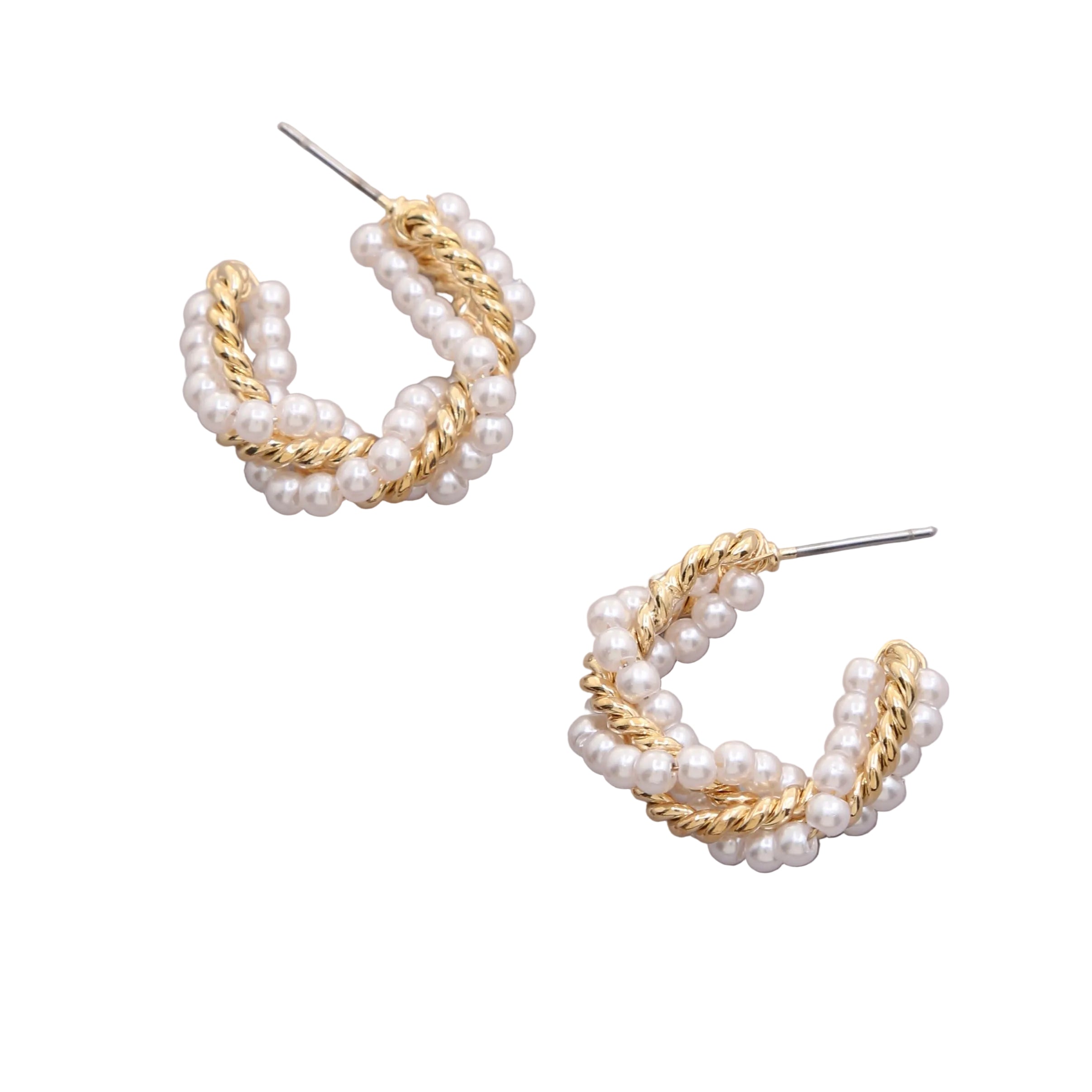 Gold Dipped Pearl Twist Earrings