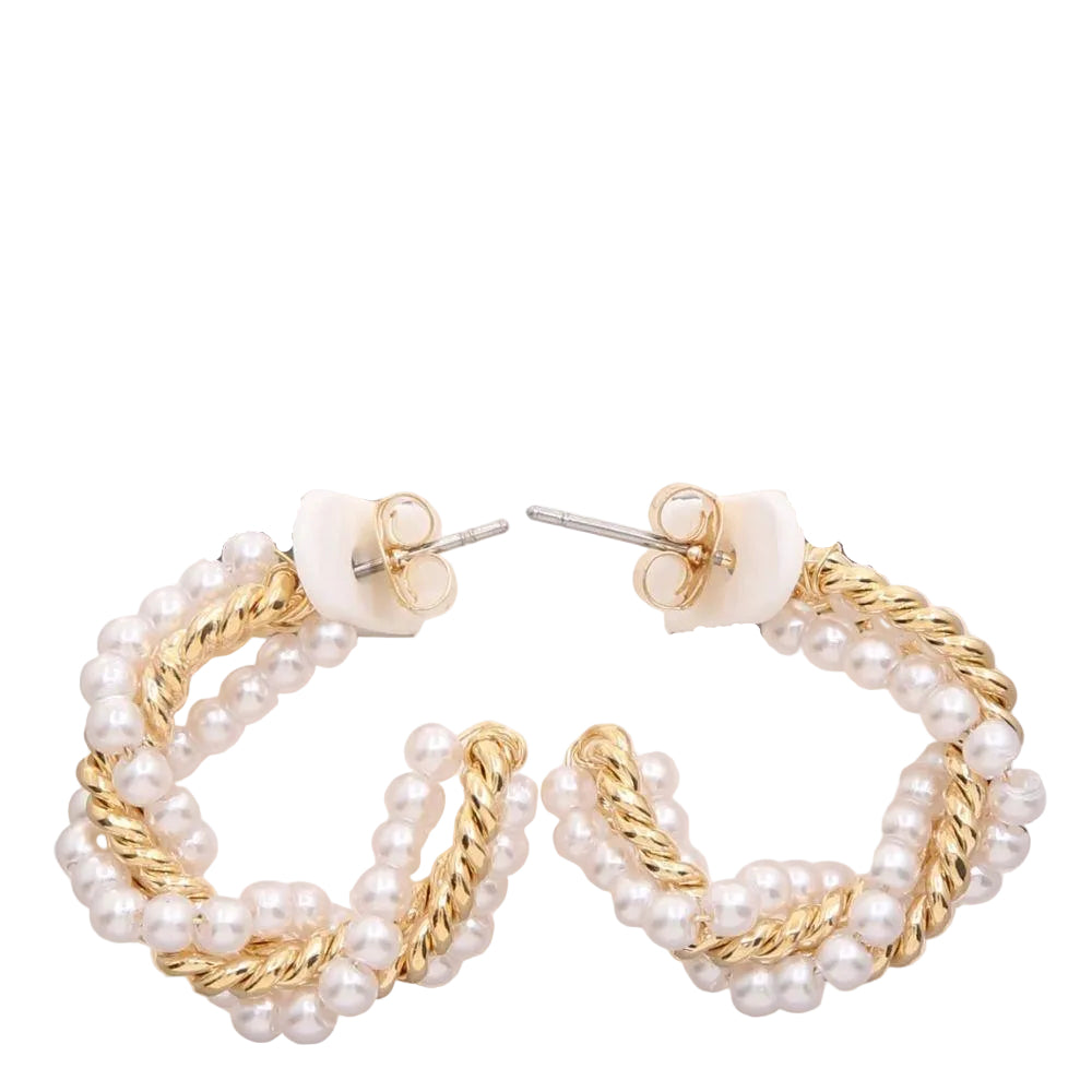 Gold Dipped Pearl Twist Earrings