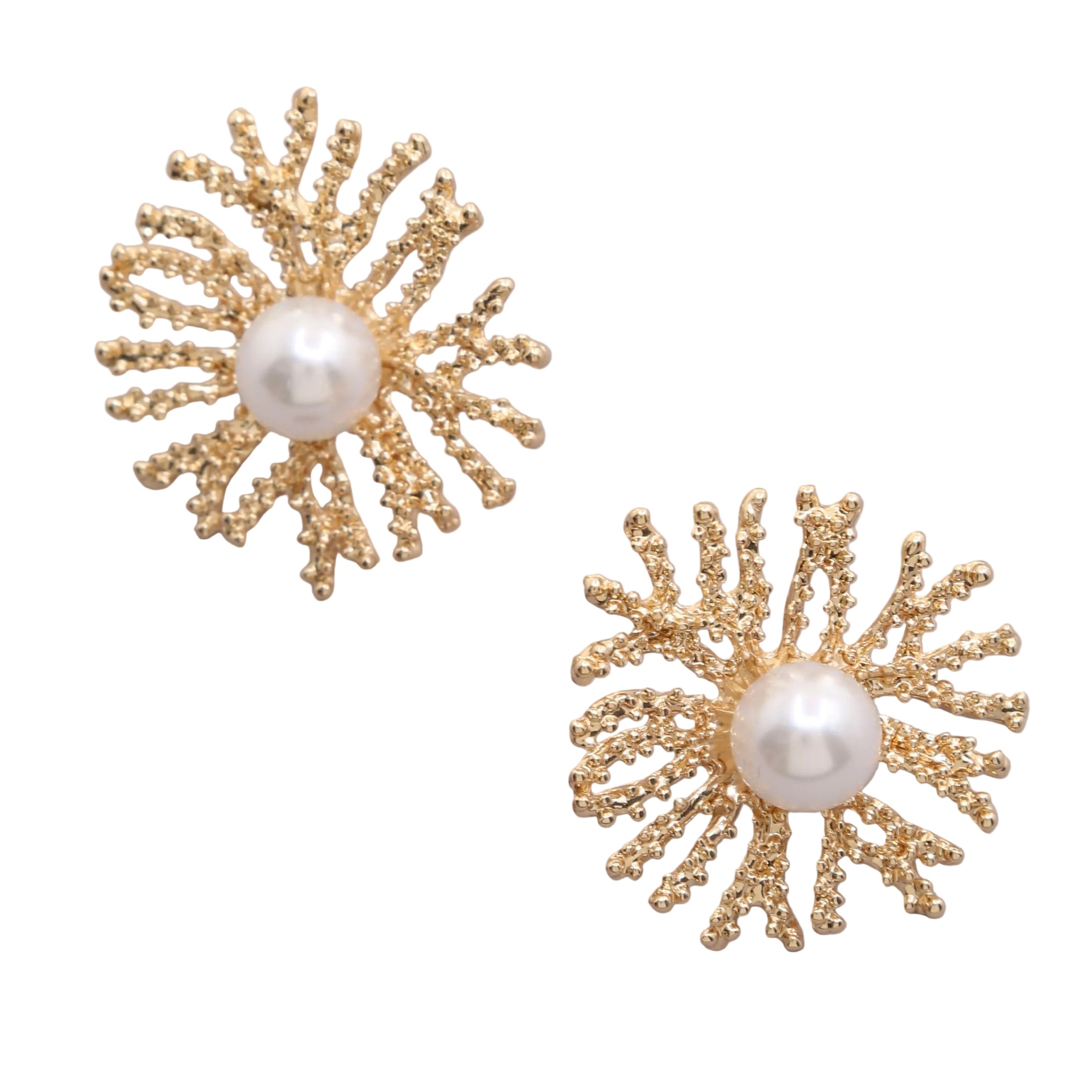 Gold Dipped Pearl Coral Reef Earrings