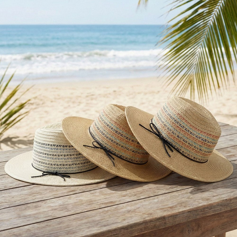 Woven Straw Fedora Hat