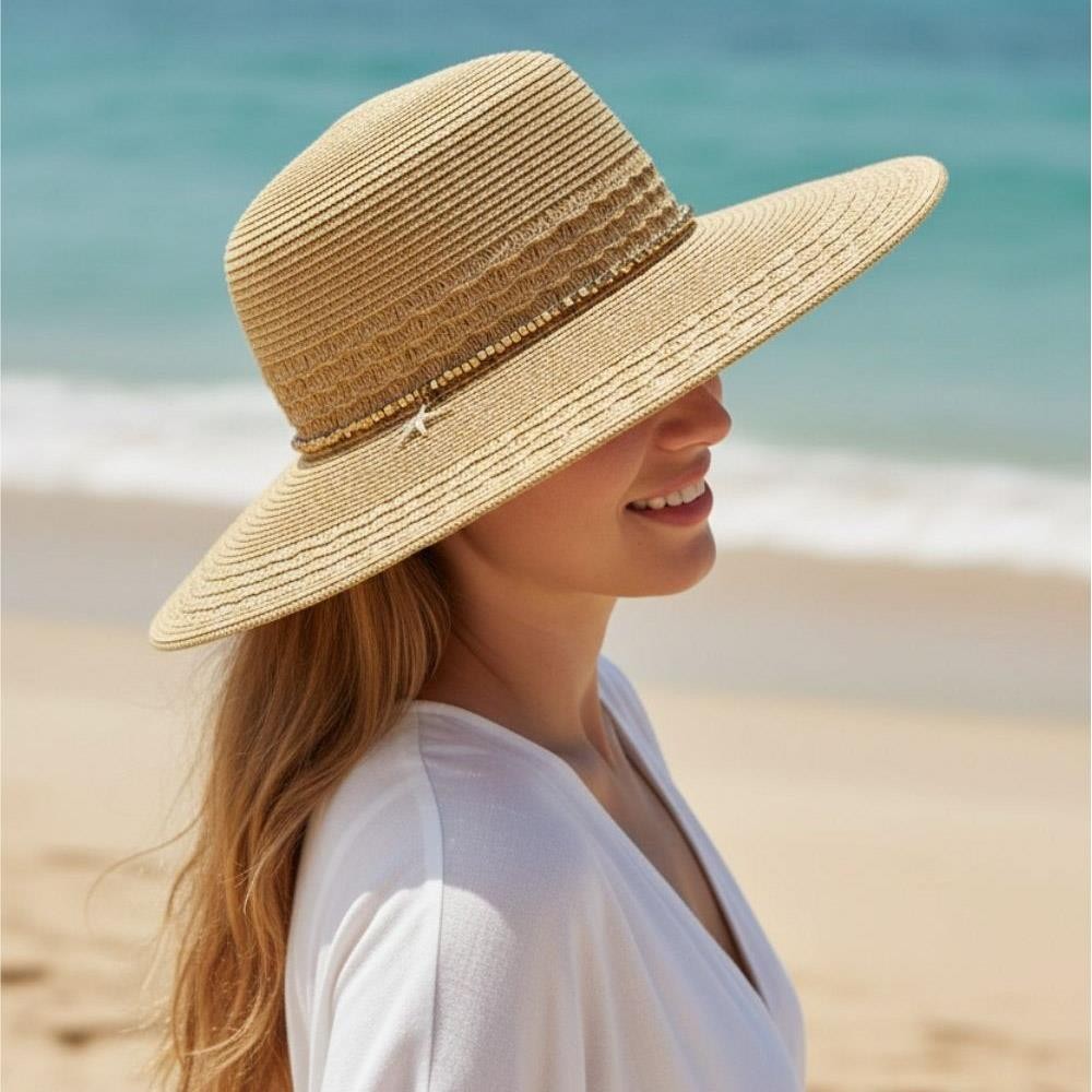 Wide Brim Straw Starfish Hat