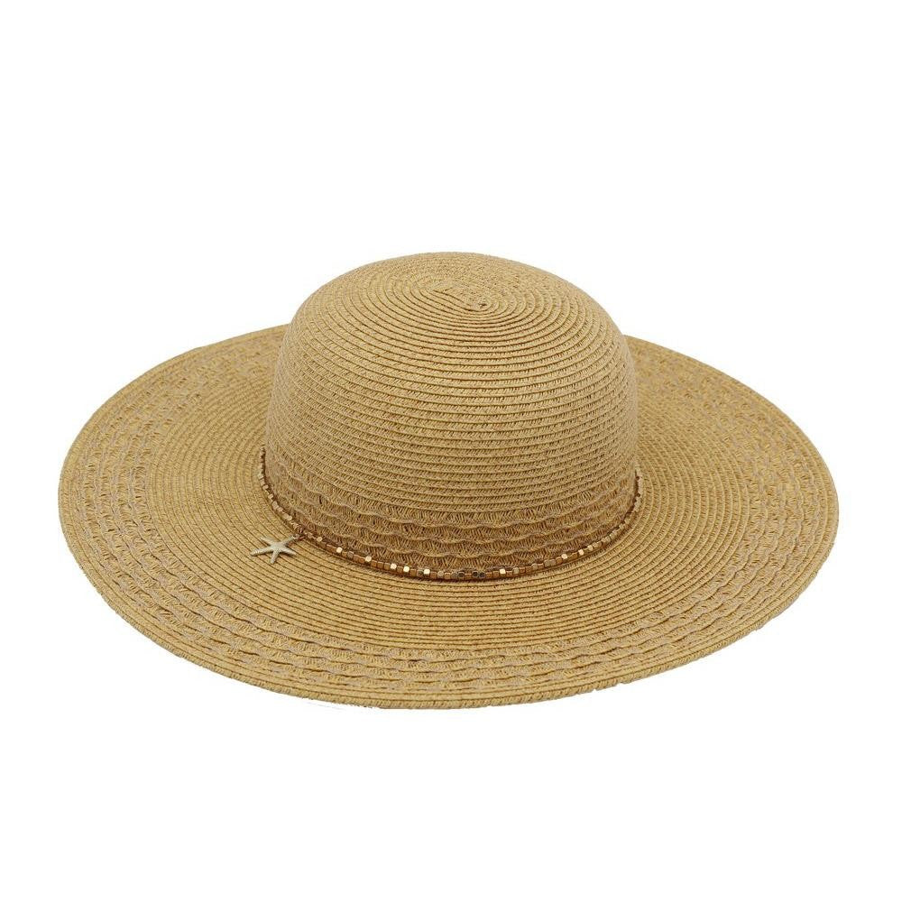 Wide Brim Straw Starfish Hat