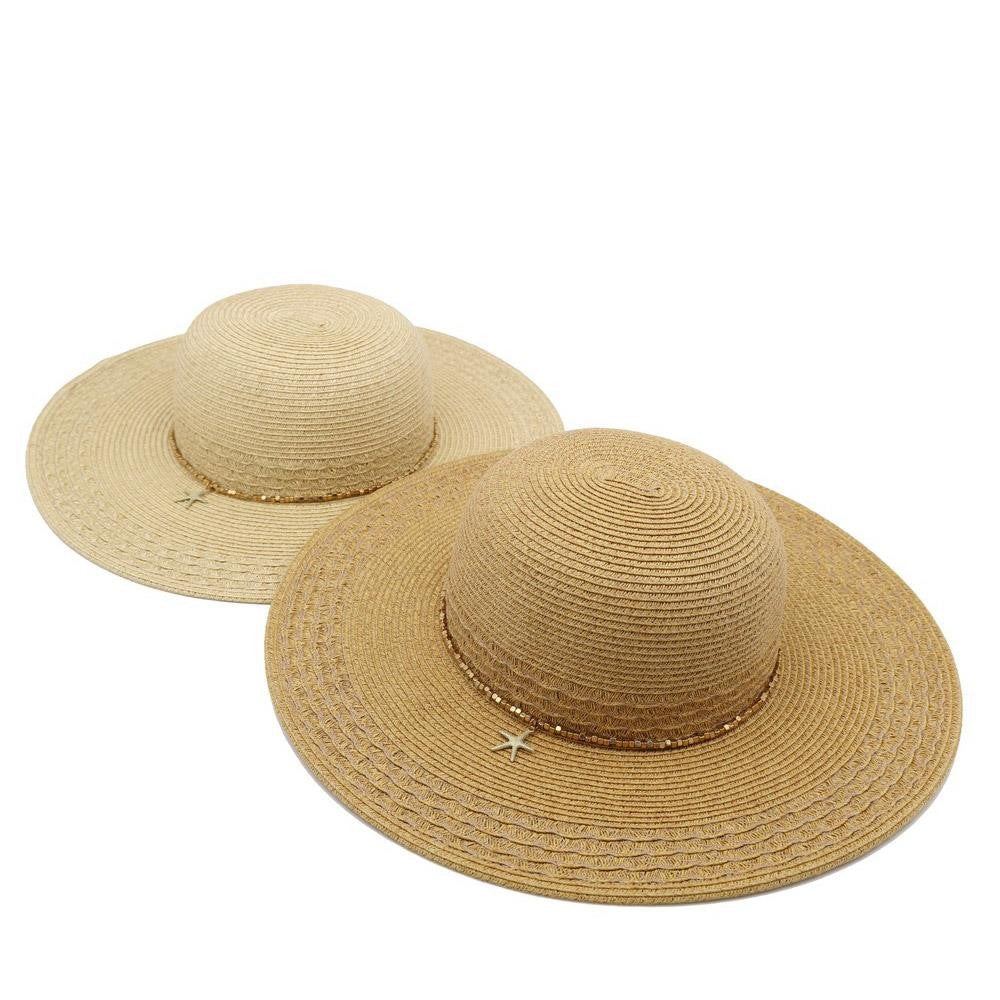 Wide Brim Straw Starfish Hat